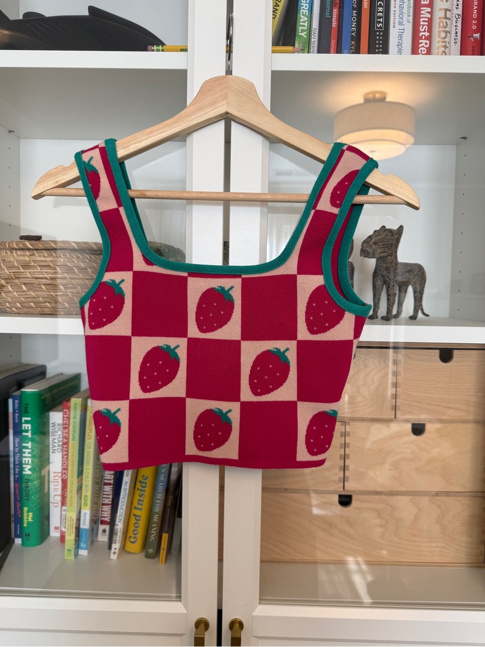 Debut Brand Strawberry Knit Crop Top